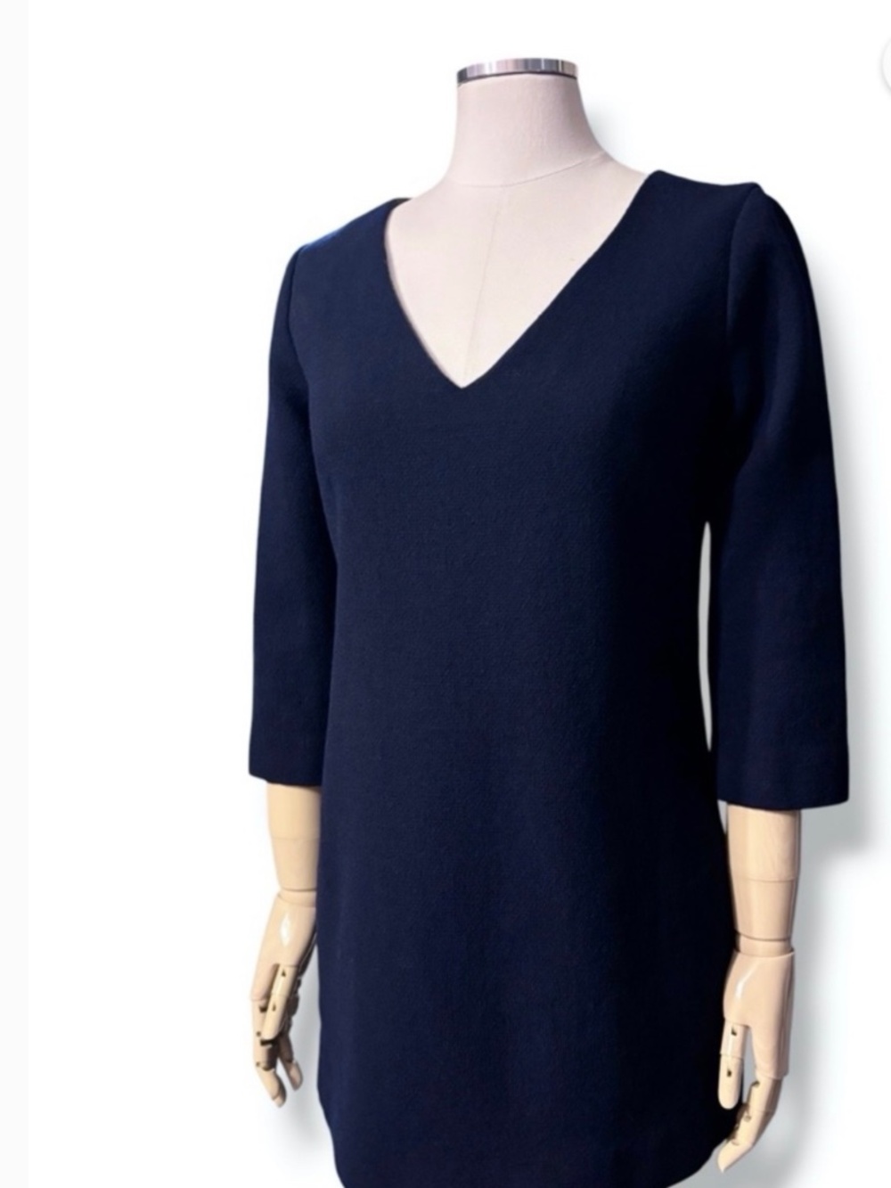 J.Crew Navy  V Neck 100 % wool Mini Dress , size 10